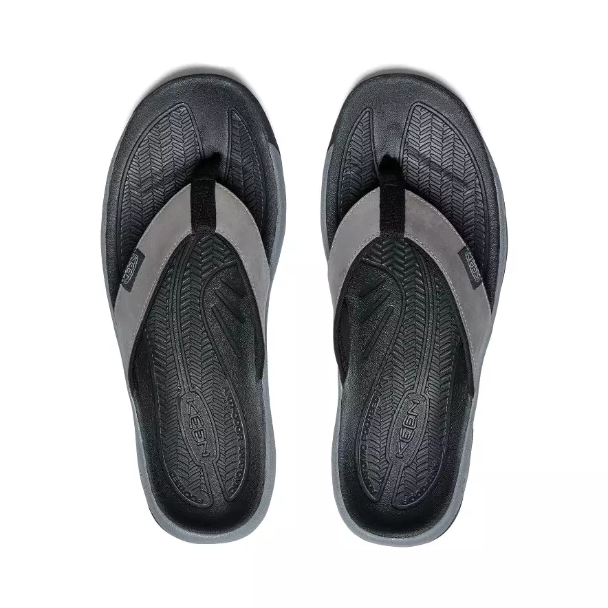 Men's Kona Leather Flip-Flop  |  Steel Grey/Black