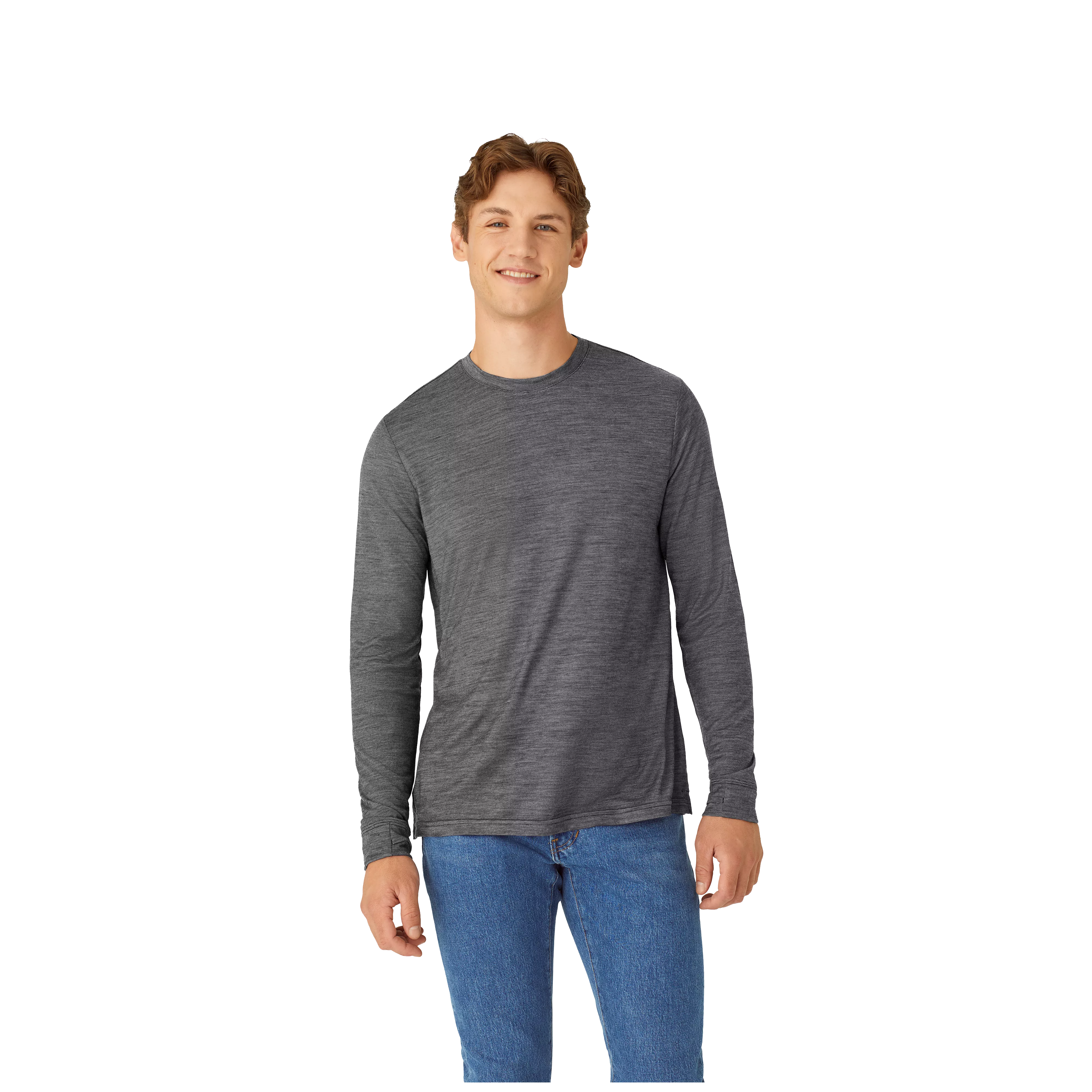 Men's Merino Wool Blend Crew Neck Long Sleeve T-Shirt