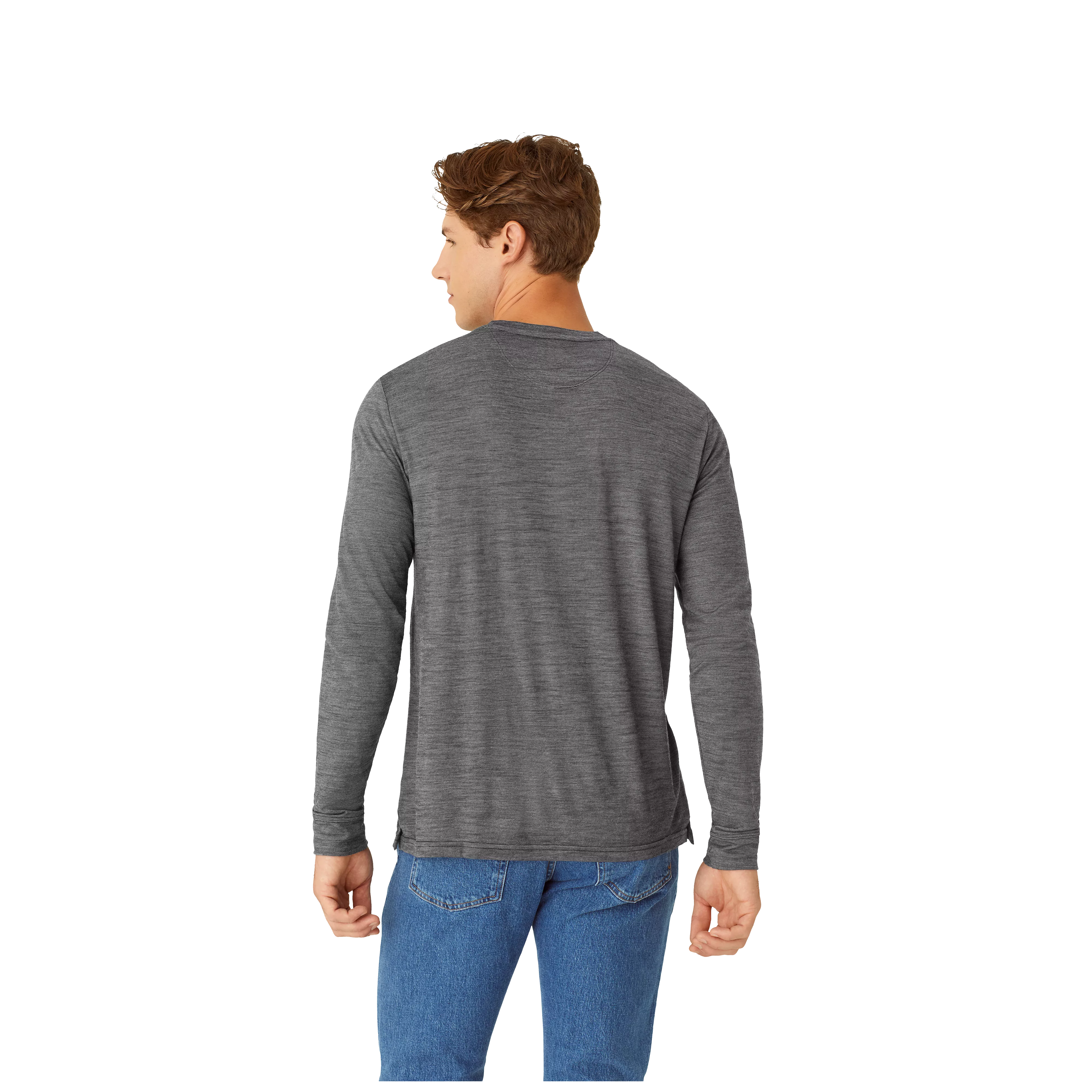 Men's Merino Wool Blend Crew Neck Long Sleeve T-Shirt