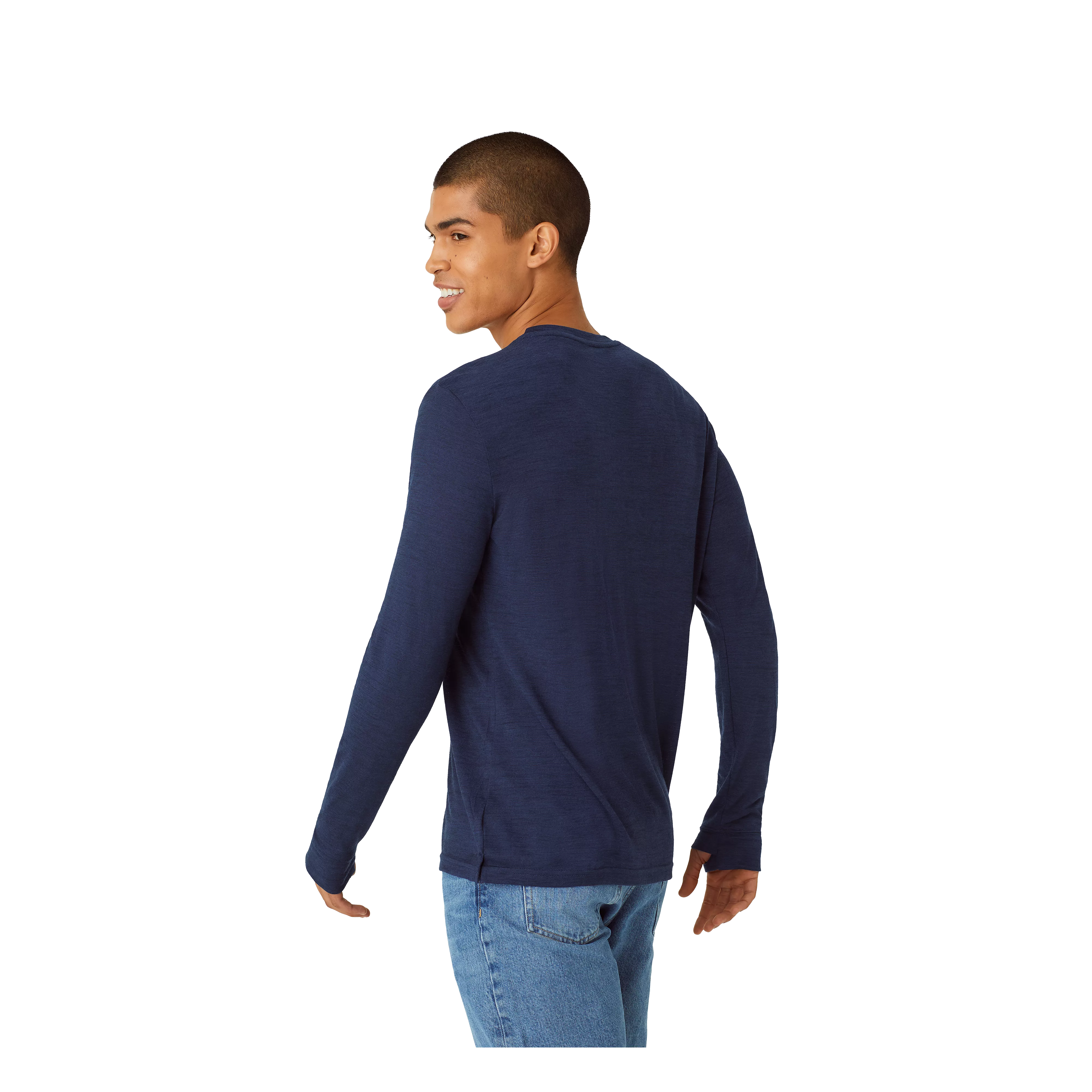 Men's Merino Wool Blend Crew Neck Long Sleeve T-Shirt