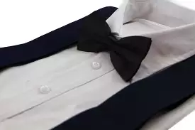 Mens Midnight Blue 120cm Extra Wide Suspenders & Black Bow Tie Set