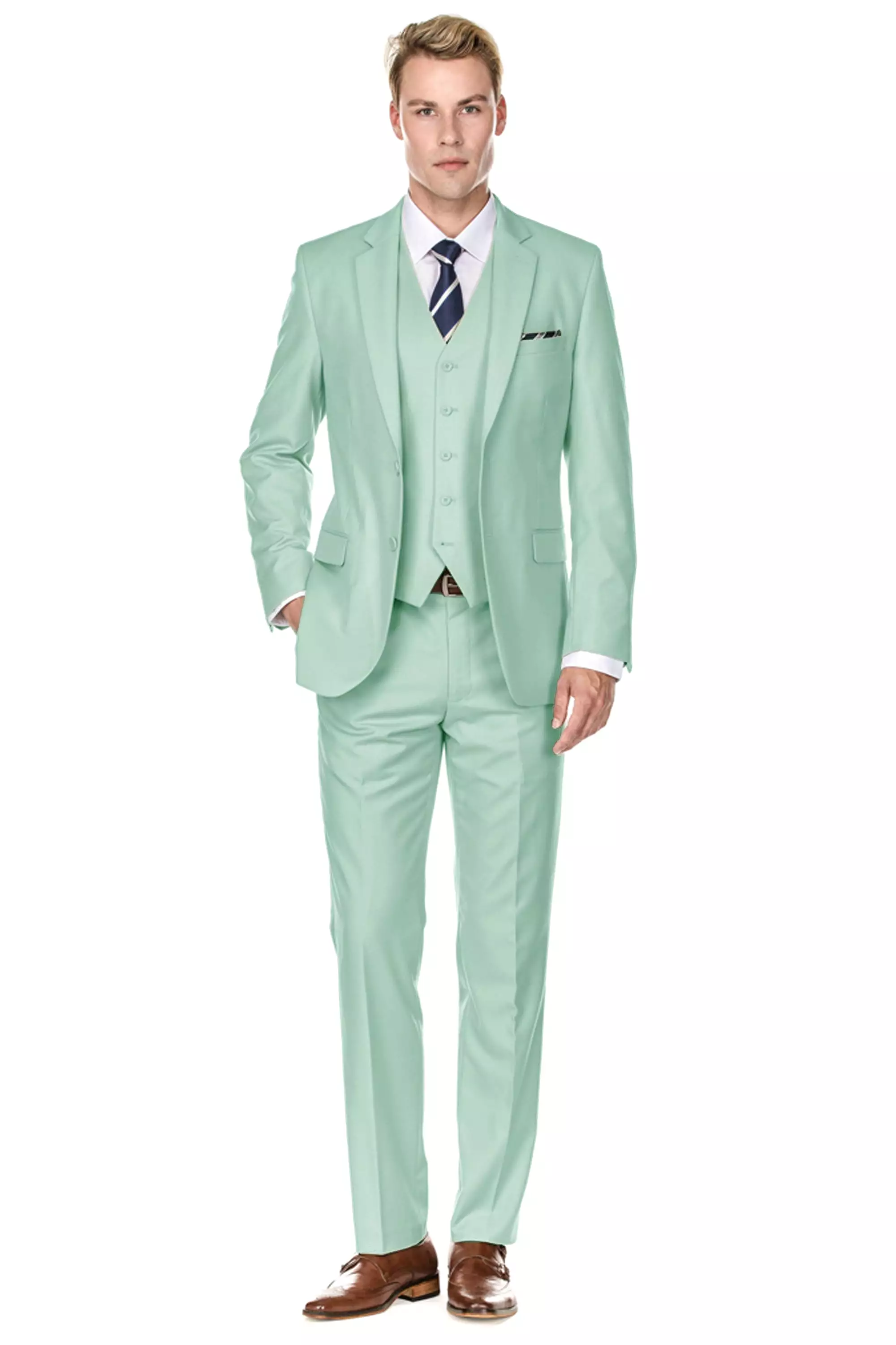 Men's Signature 3-Piece Slim Fit Suits (Dusty Rose, White, Mint)