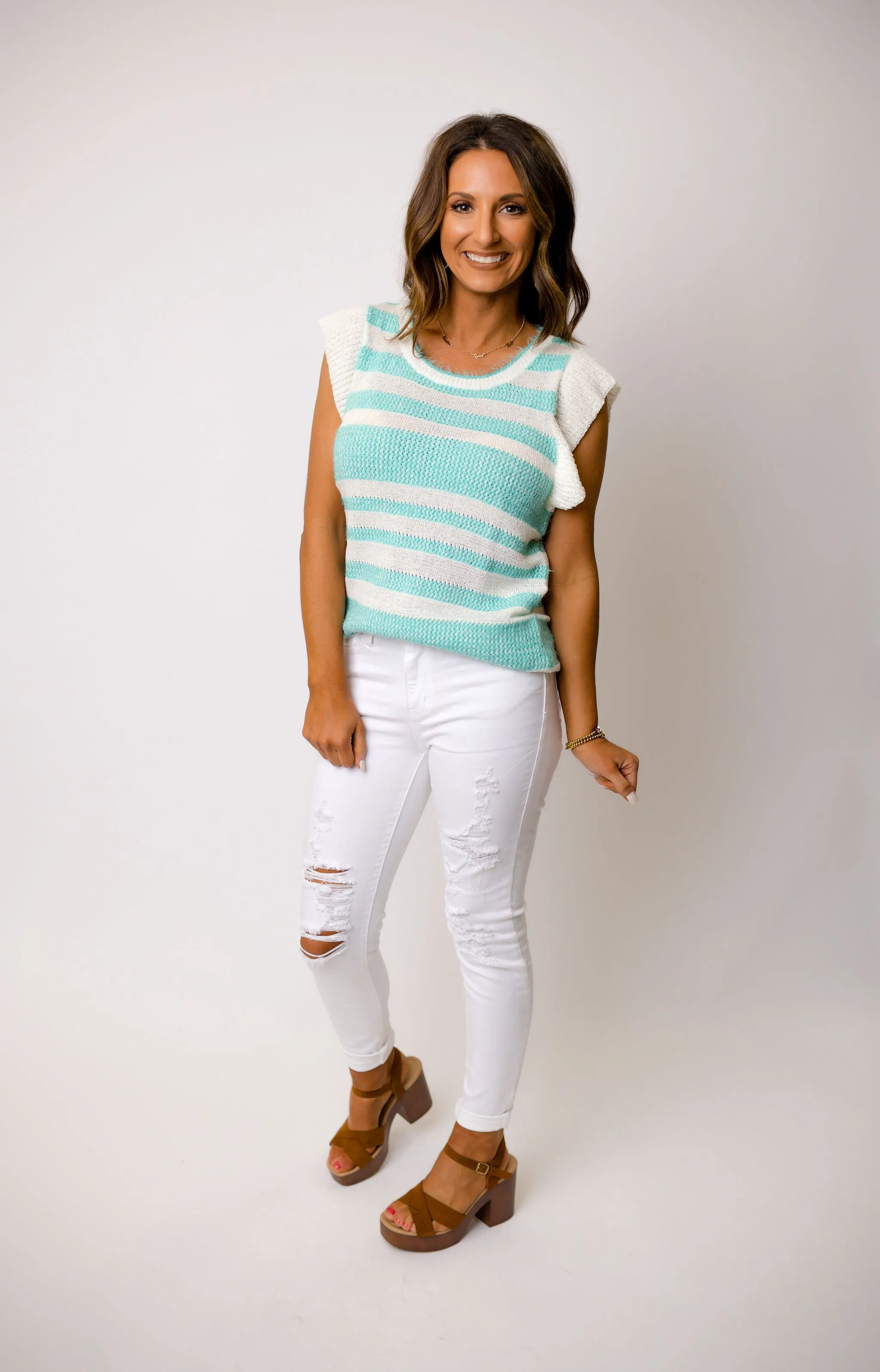 Ocean Blues Ruffle Top