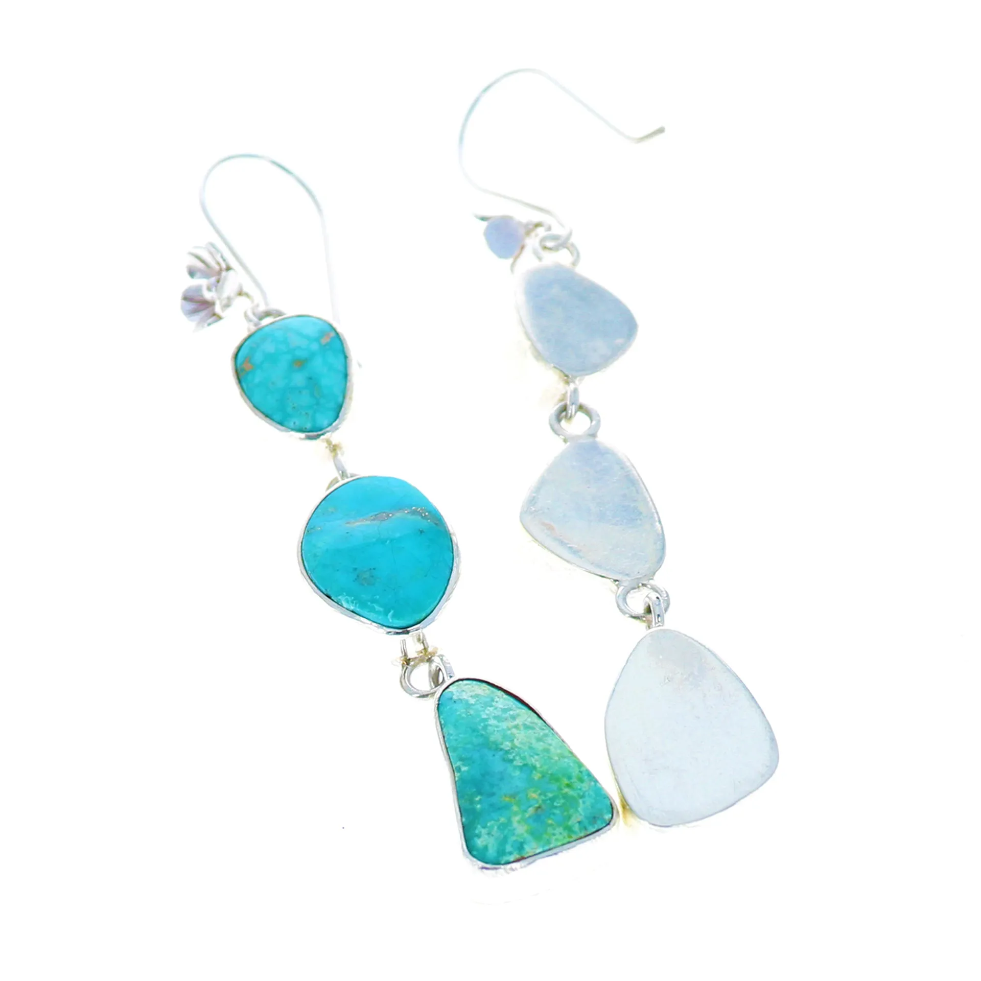 Ocean Blues Turquoise Earrings 3-Stone Sterling Dazzlers