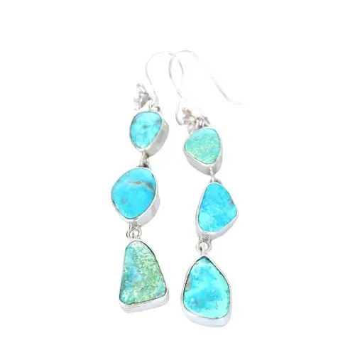 Ocean Blues Turquoise Earrings 3-Stone Sterling Dazzlers