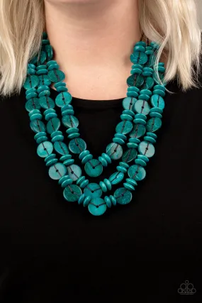 Paparazzi Accessories - Barbados Bopper - Blue Necklace