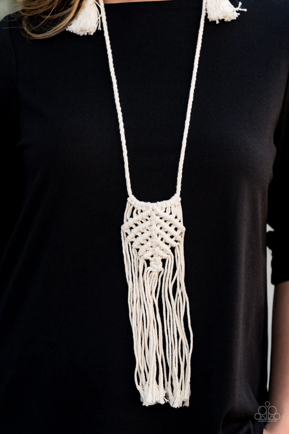 Paparazzi Accessories - Macrame Mantra - White Necklace