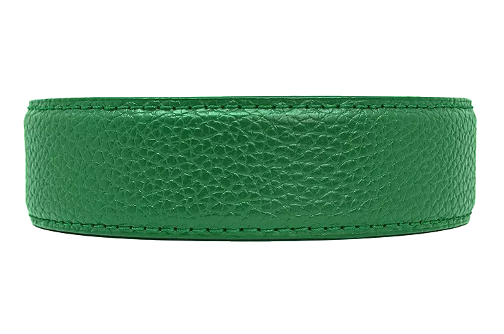 Pebble Grain Green with single stitch matching thread Strap