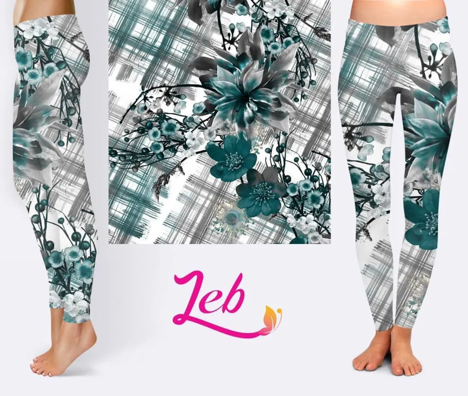 Plaid Flower Vines Leggings