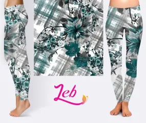 Plaid Flower Vines Leggings