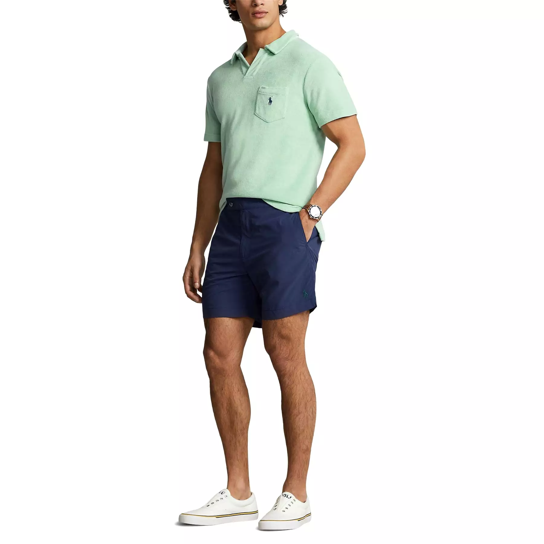 Polo Golf Classic Fit Cotton Knit Open Placket Polo Celadon Green - SU24