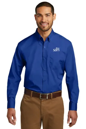 Port Authority Carefree Poplin Shirt, True Royal [Via Transportation / Sioux Area Metro]