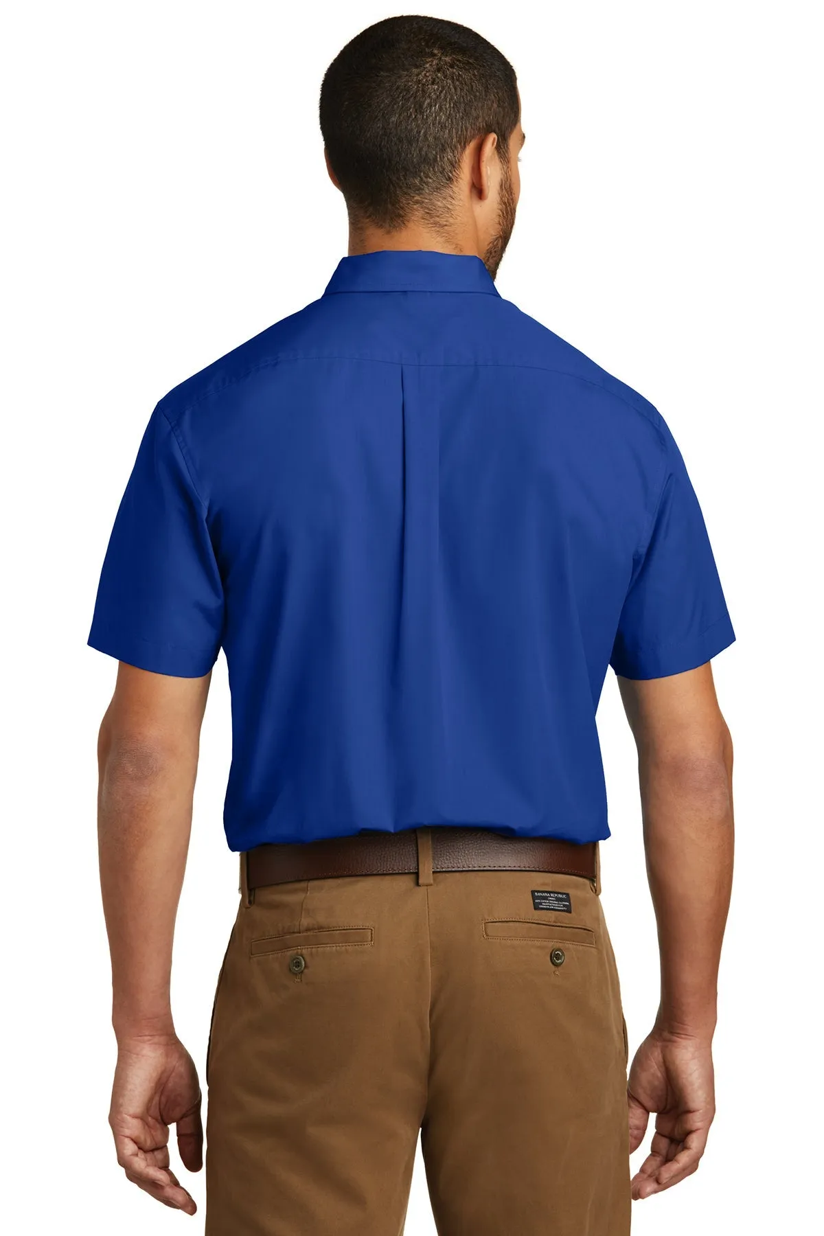 Port Authority Short Sleeve Carefree Poplin Shirt, True Royal [Via Transportation / Sioux Area Metro]