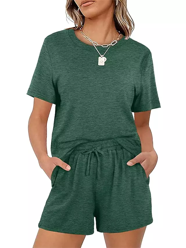 Relax in Style with the Green and Blue 2-Piece Loungewear Set for Women