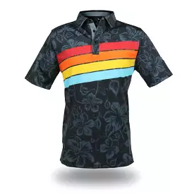 Retro Stripes Black Prism - OGA Men's Polo - Black