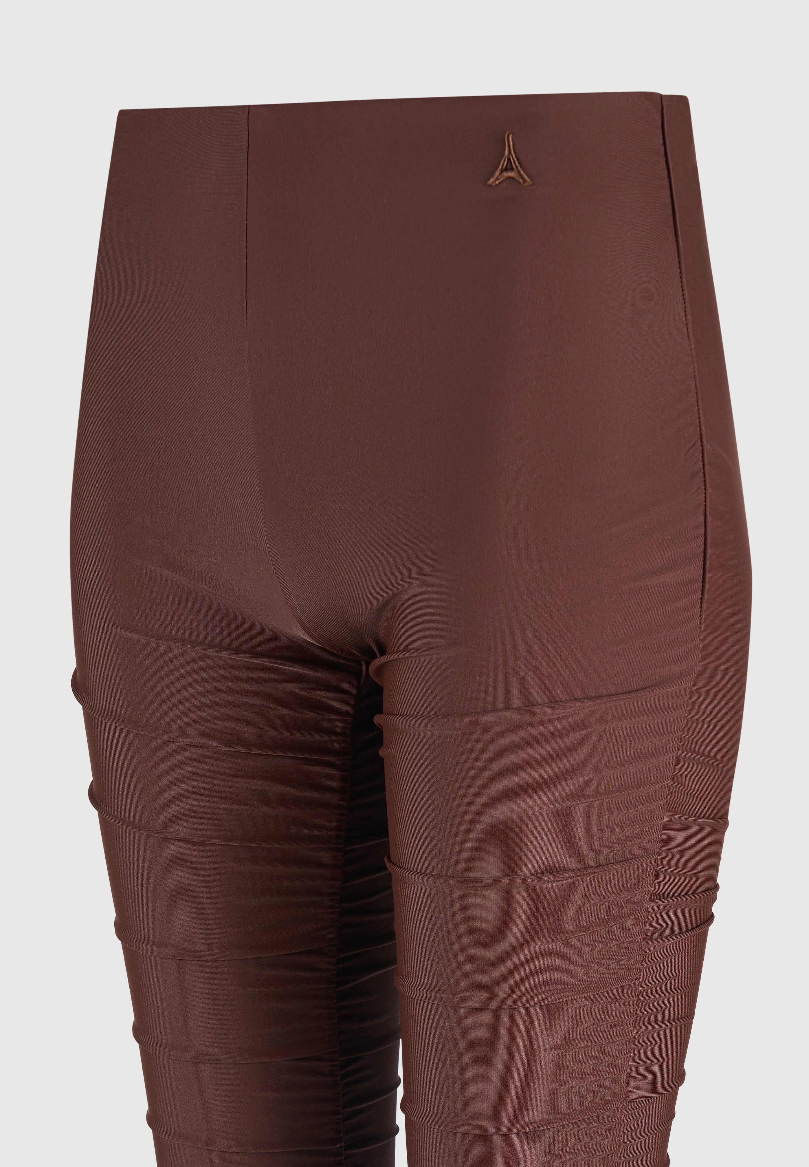 Ruched Fit and Flare Leggings - Brown