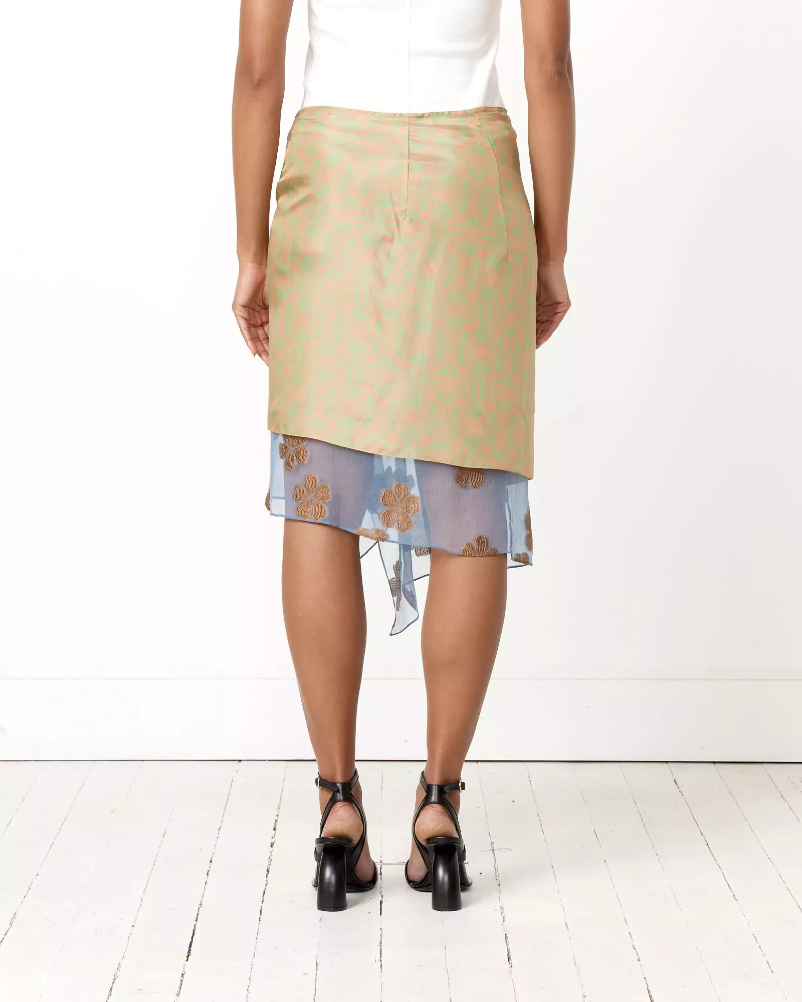 Silk Wrap Skirt in Peach