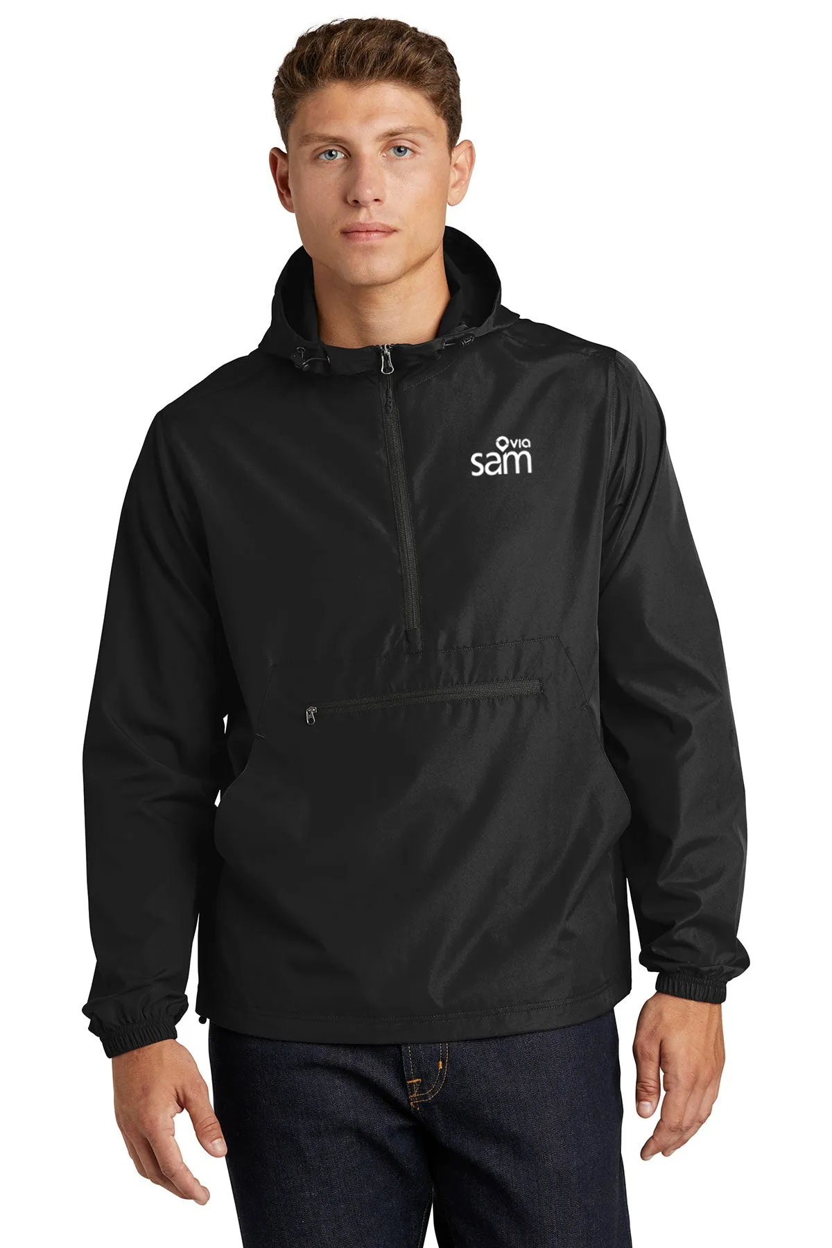 Sport-Tek Packable Anorak Jacket, Black [Via Transportation / Sioux Area Metro]