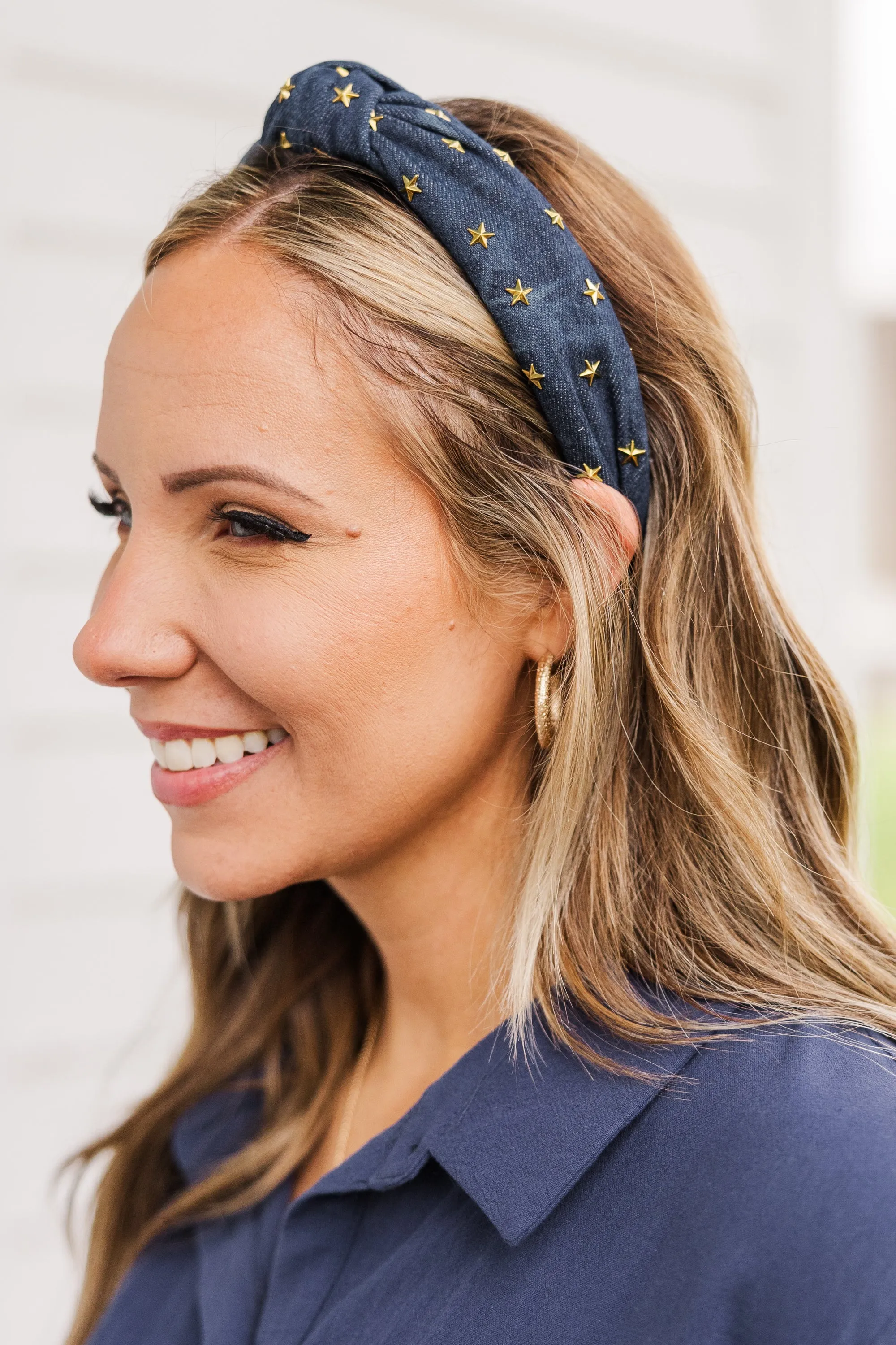 Starry Blues Headband, Dark Blue