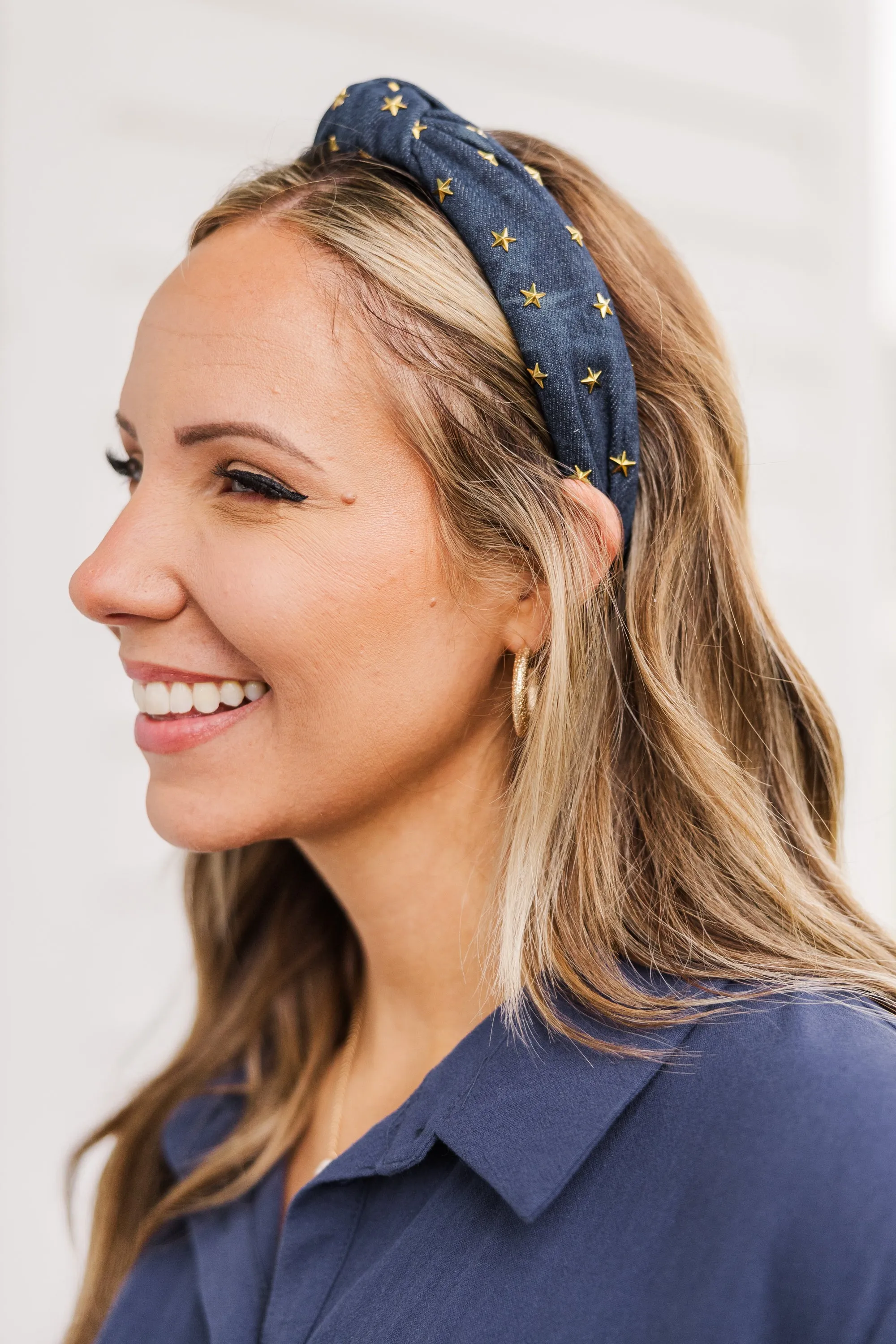 Starry Blues Headband, Dark Blue