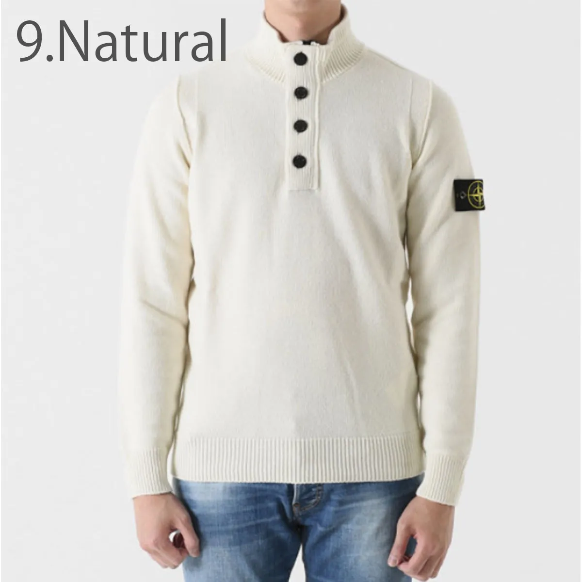 STONE ISLAND  |Wool Street Style Long Sleeves Plain Logo Sweaters