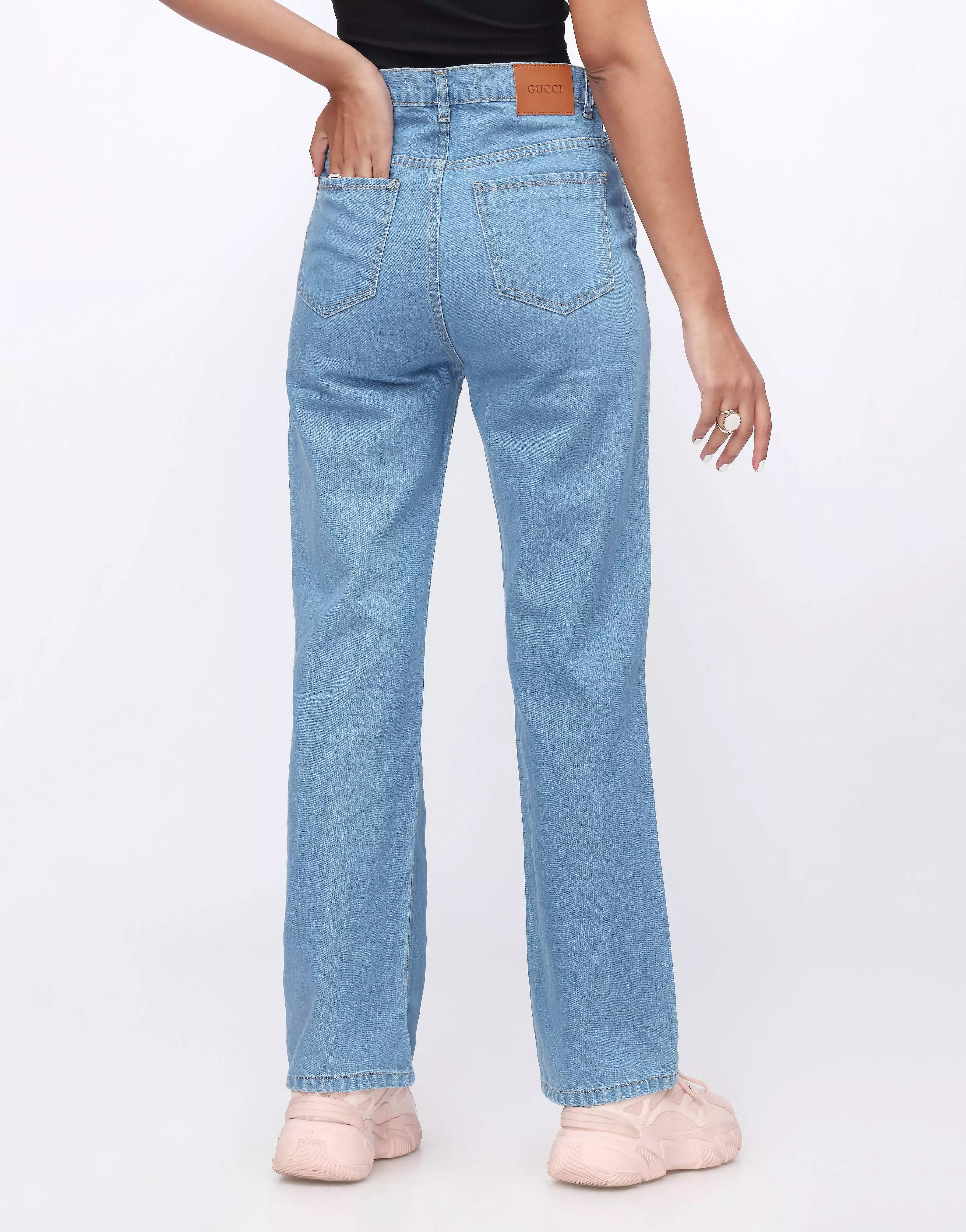 Straight Leg Jeans Medium Blue