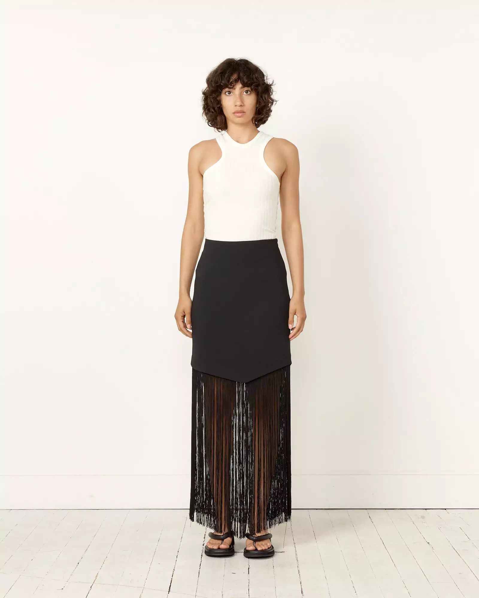 Structured Crepe Skirt in Black