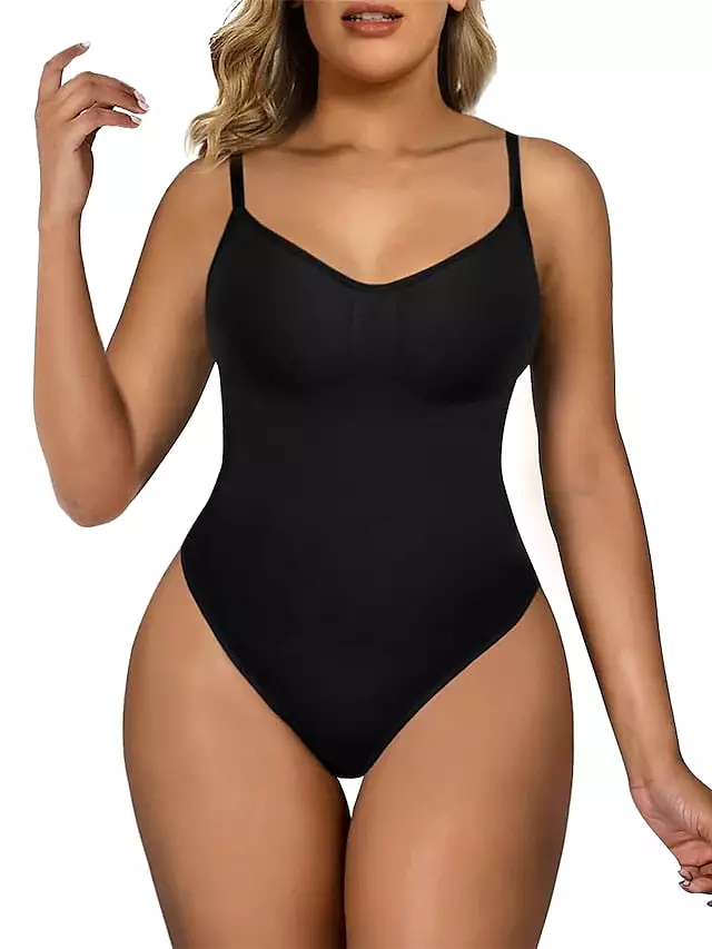 Stylish Women's Plus Size Black Nylon Bodysuit Set