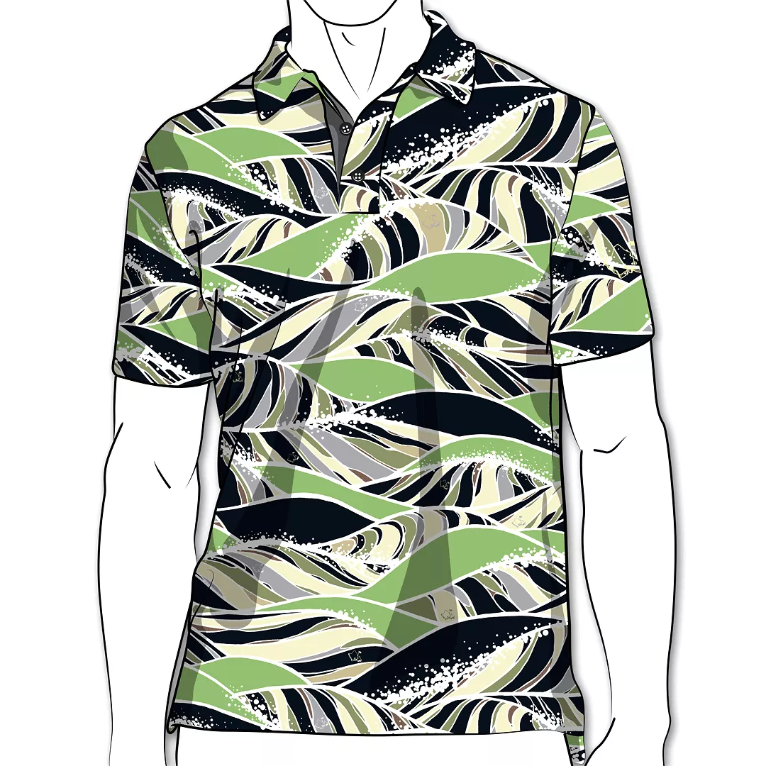 Swell Kelp Camo - OGA Men's Polo - Kelp Green