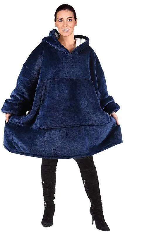 Thick Comfy Warm Hooded Travel Fleece TV Blankets for Adults Children