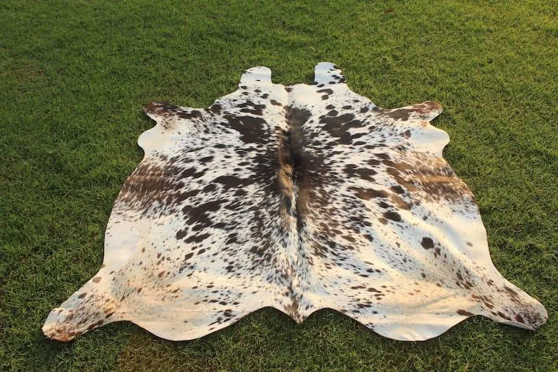 Tricolor Cowhide Leather Area Rug