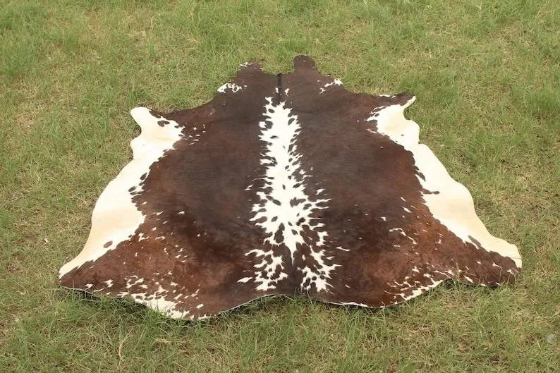 Tricolor Cowhide Leather Area Rug