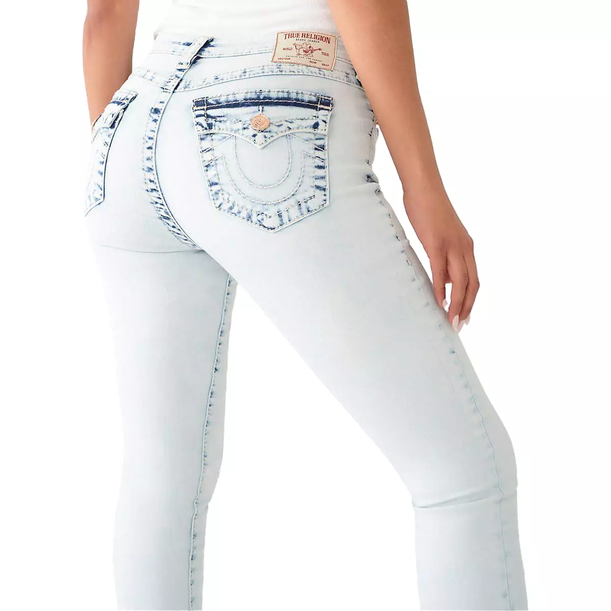 True Religion Womens Jennie Curvy Mid-Rise Light Wash Skinny Jeans