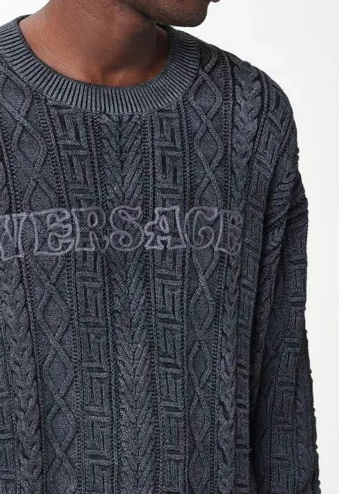 VERSACE  |Crew Neck Wool Street Style Long Sleeves Plain Cotton Logo