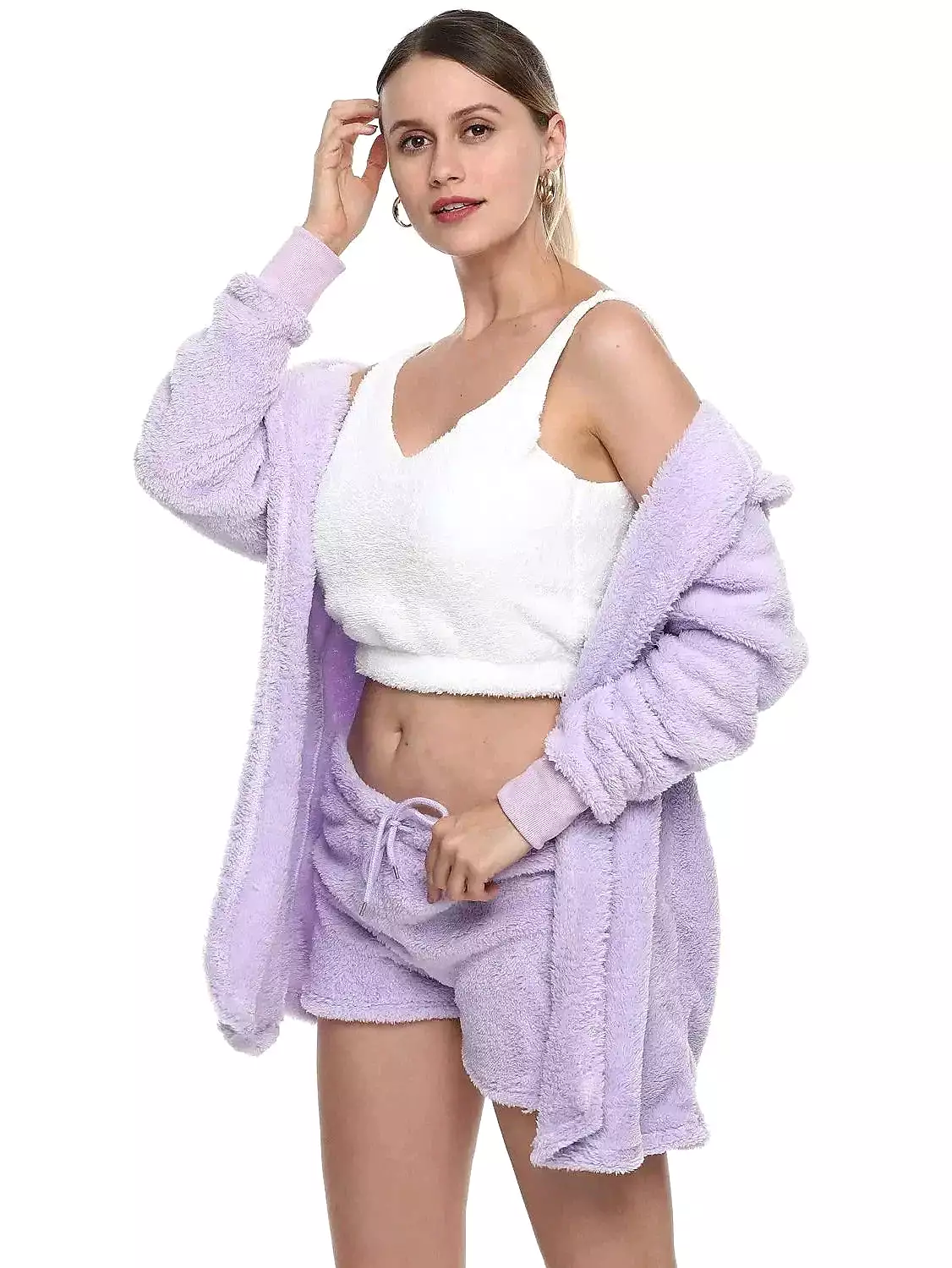 Warm and Stylish 3-Piece Women's Fleece Pajama Set for Cozy Evenings and Valentine's Day Surprise