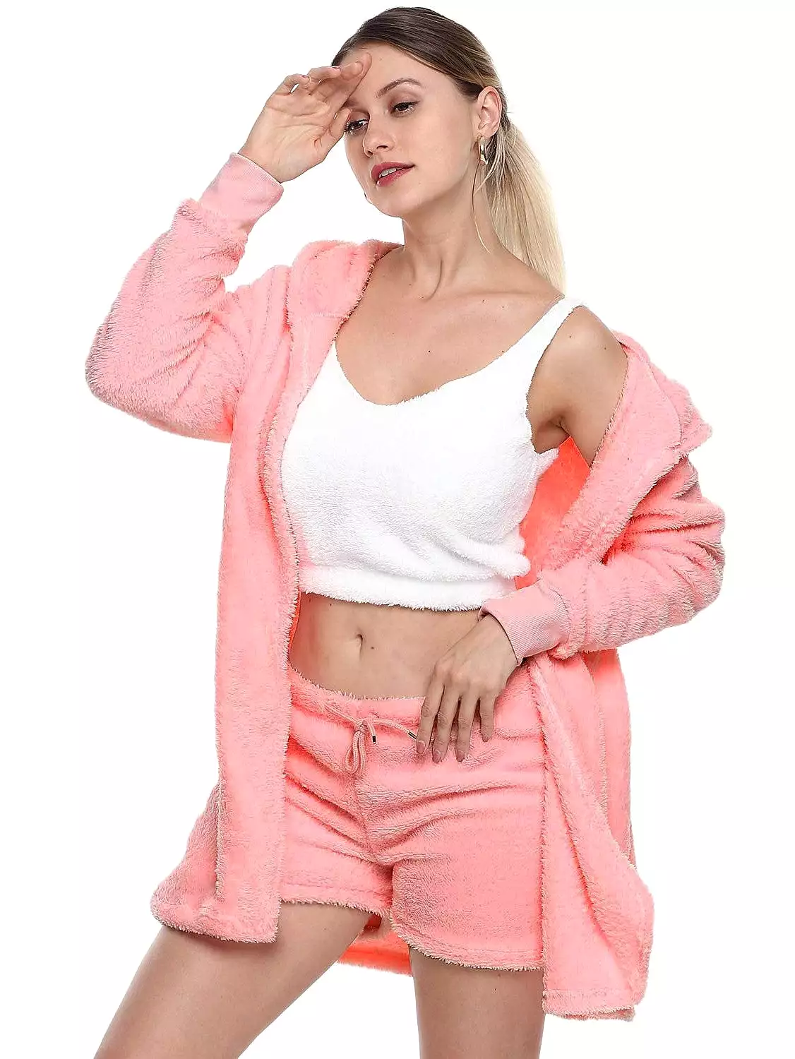 Warm and Stylish 3-Piece Women's Fleece Pajama Set for Cozy Evenings and Valentine's Day Surprise