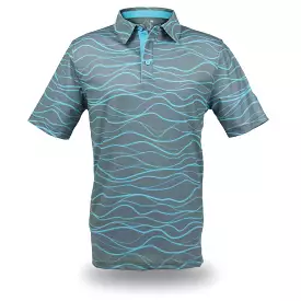 Wavy Blue Dunes- OGA Men's Polo - Gray / Sky Blue