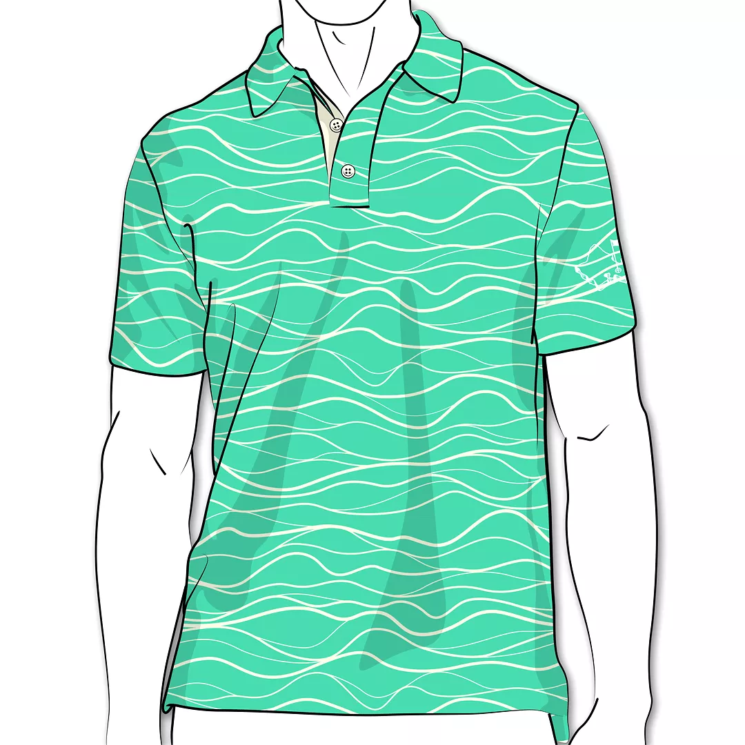 Wavy Seafoam - OGA Men's Polo - Seafoam Green