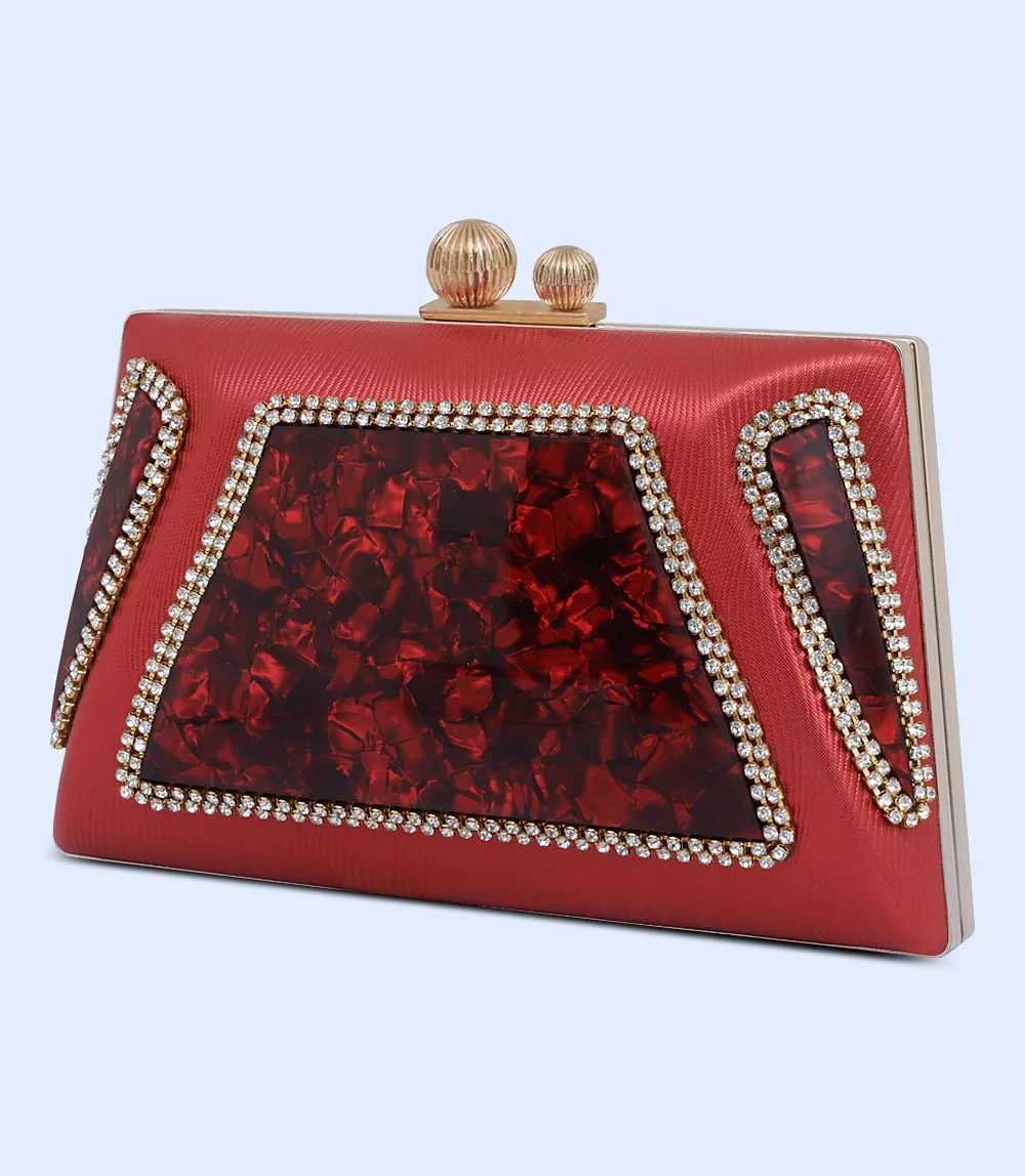 WB2503-RED-Women Snazzy Clutch