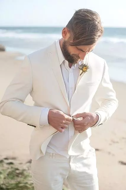 White Linen Wedding Suit