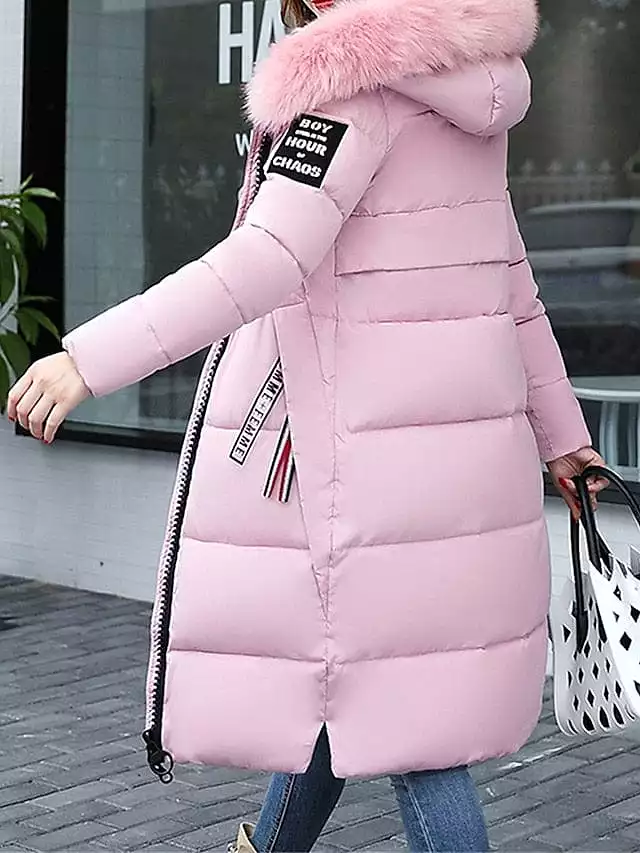 Windproof Women's Long Parka Jacket for Valentine's Day and Winter