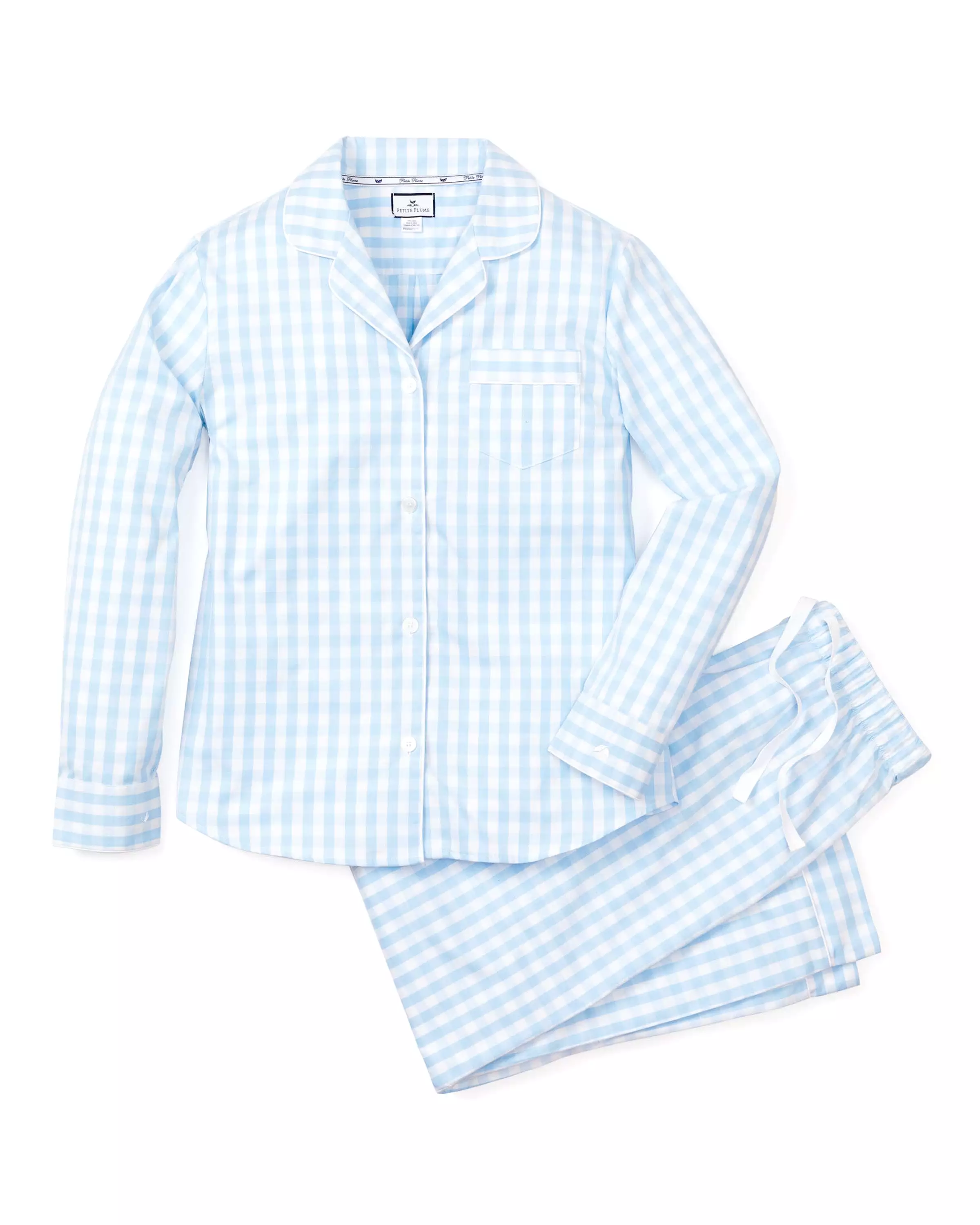 Women's Light Blue Gingham Pajama Set