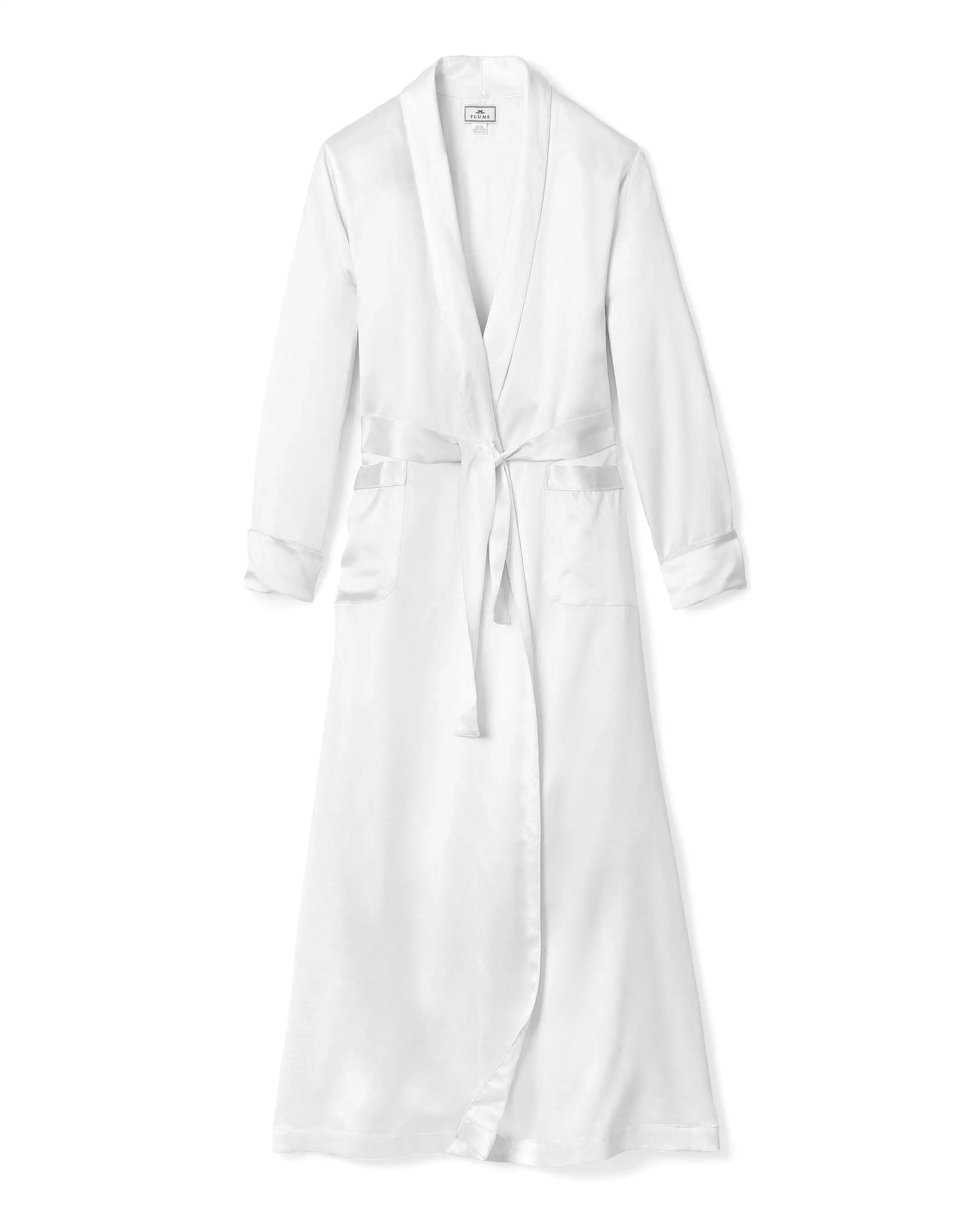 Women's Silk Long Robe in White