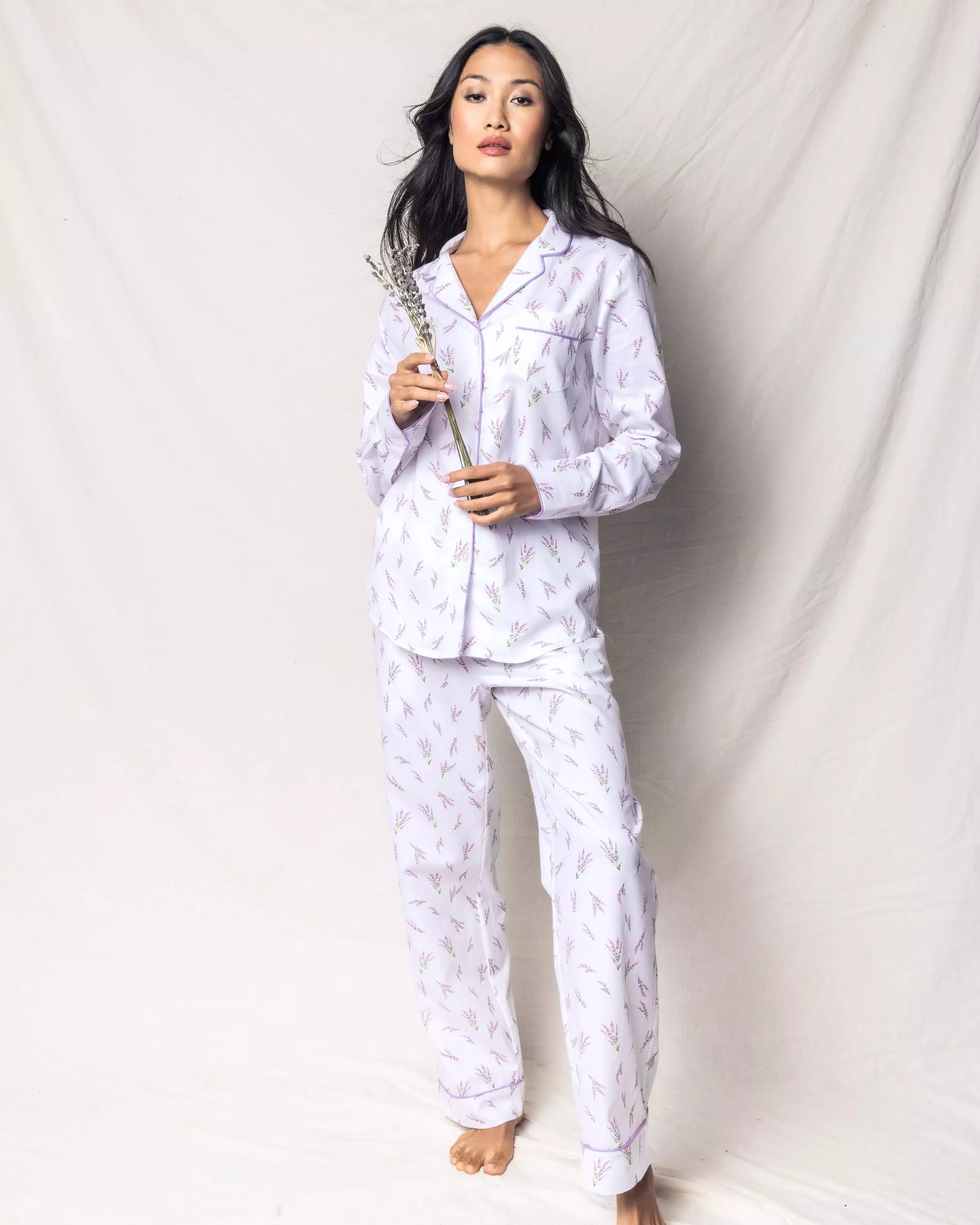 Women's Twill Pajama Set in Fields of Provence