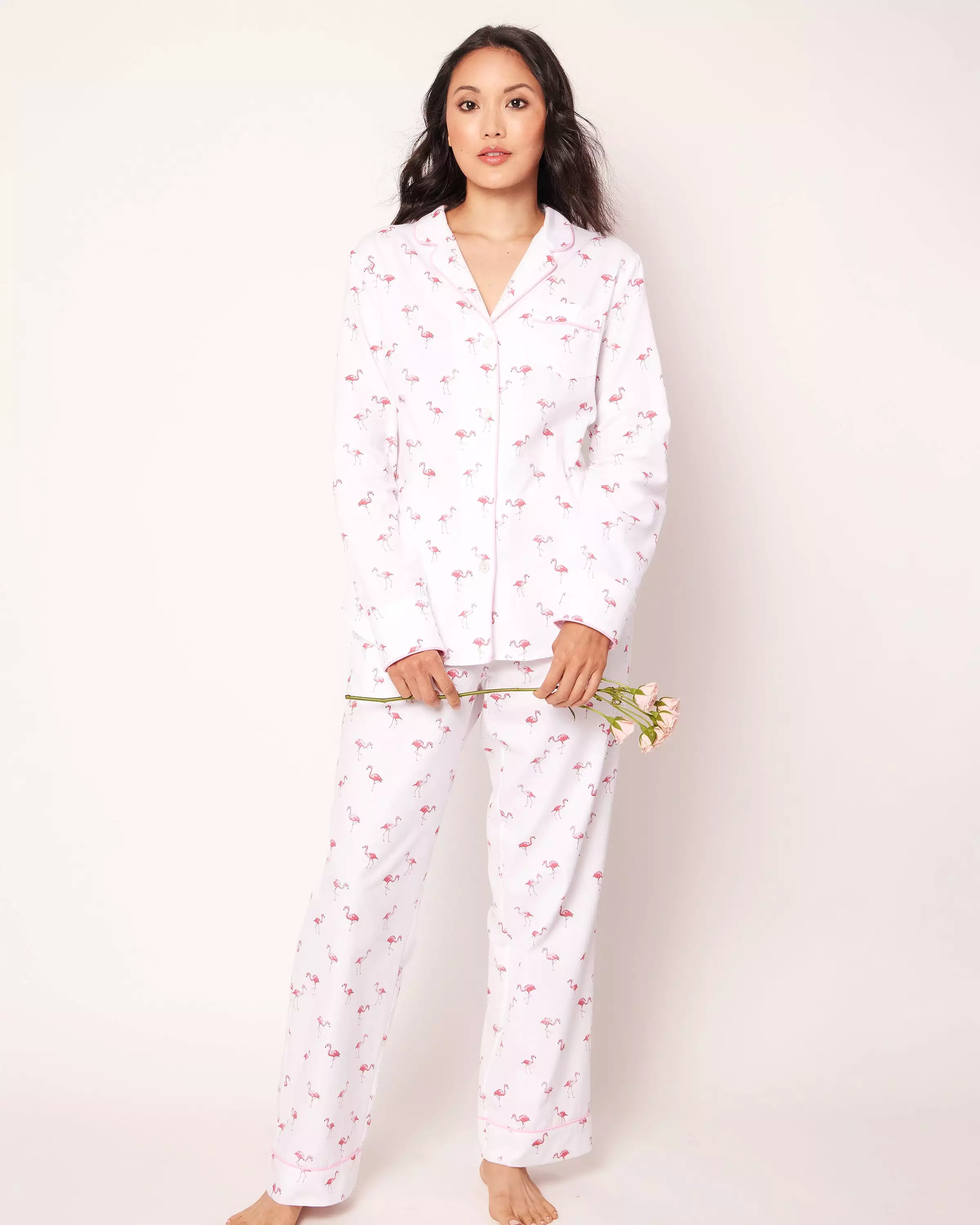 Women's Twill Pajama Set in Flamingos