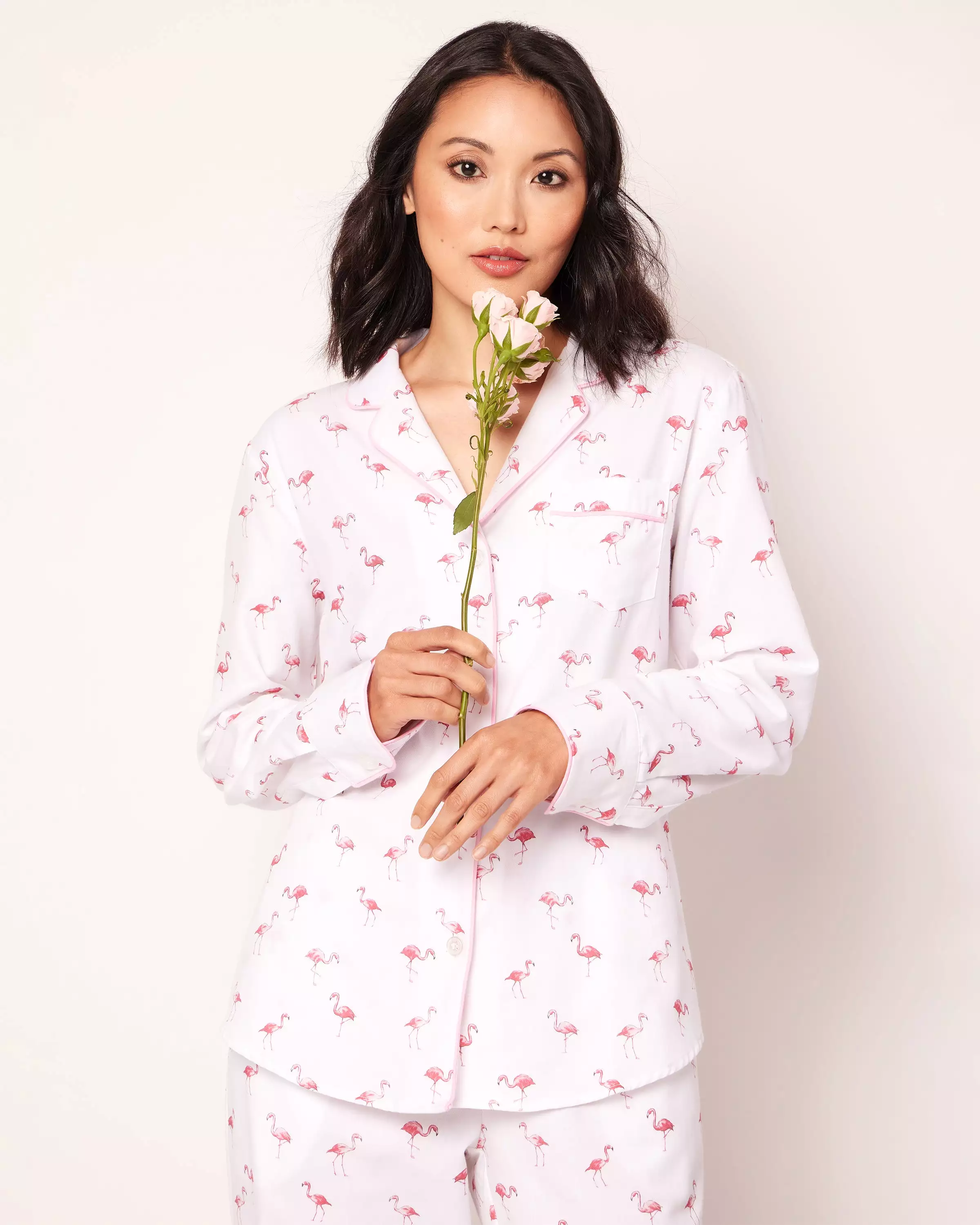 Women's Twill Pajama Set in Flamingos