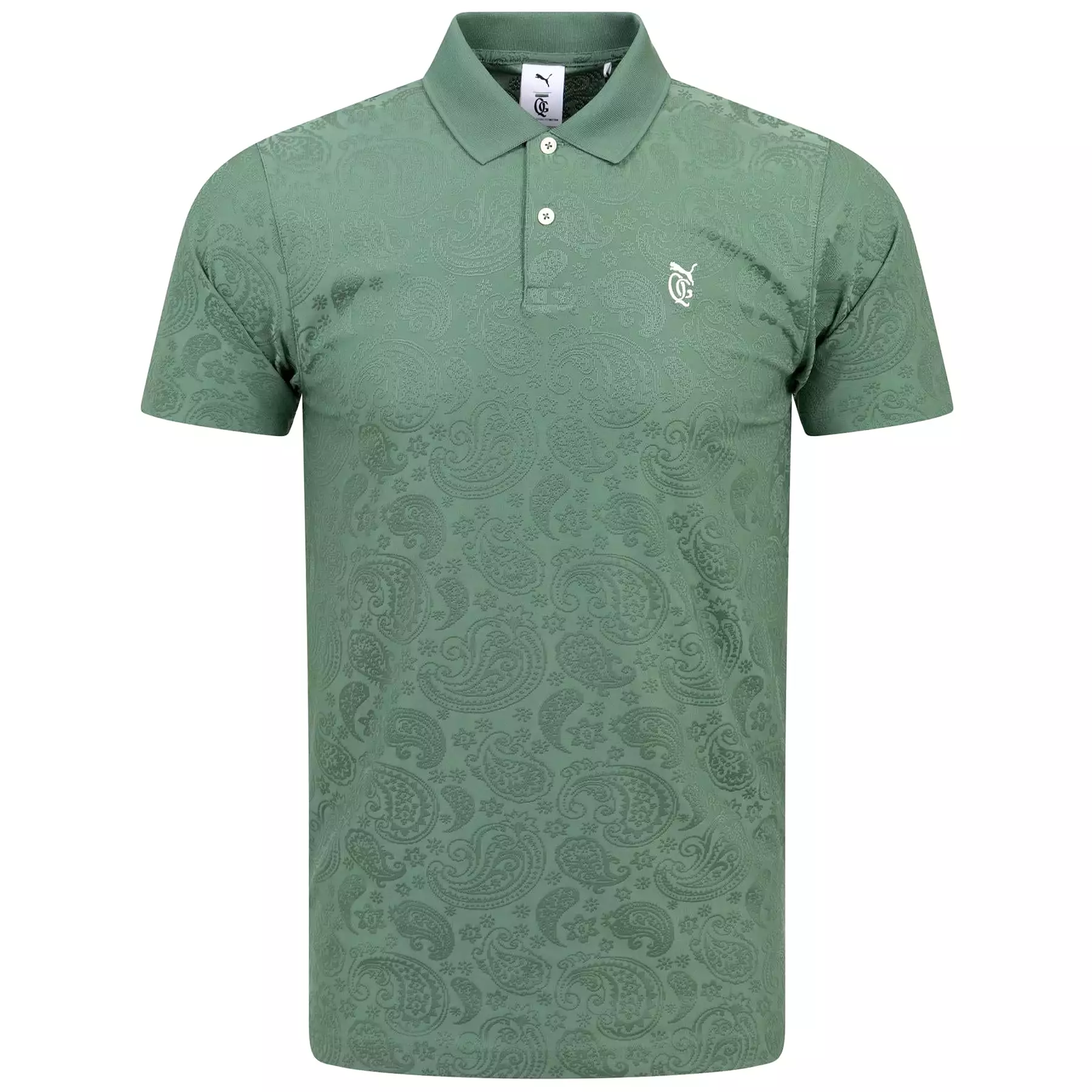 x QGC Jacquard Paisley Polo Deep Forest Green - SS24